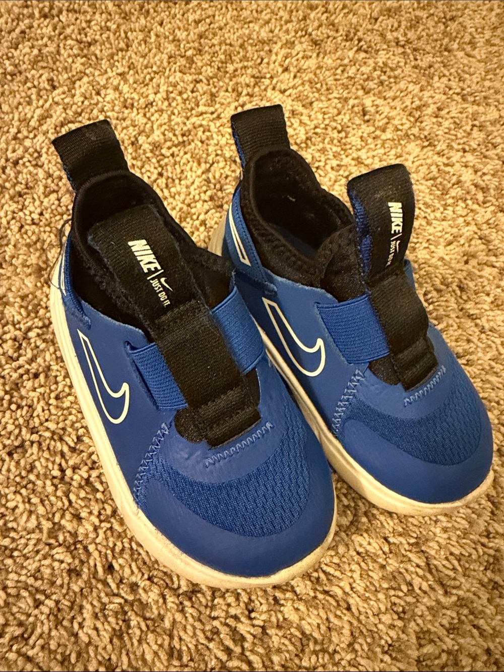 Nike Kids Royal Blue Slip-On Sneakers with White Swoosh